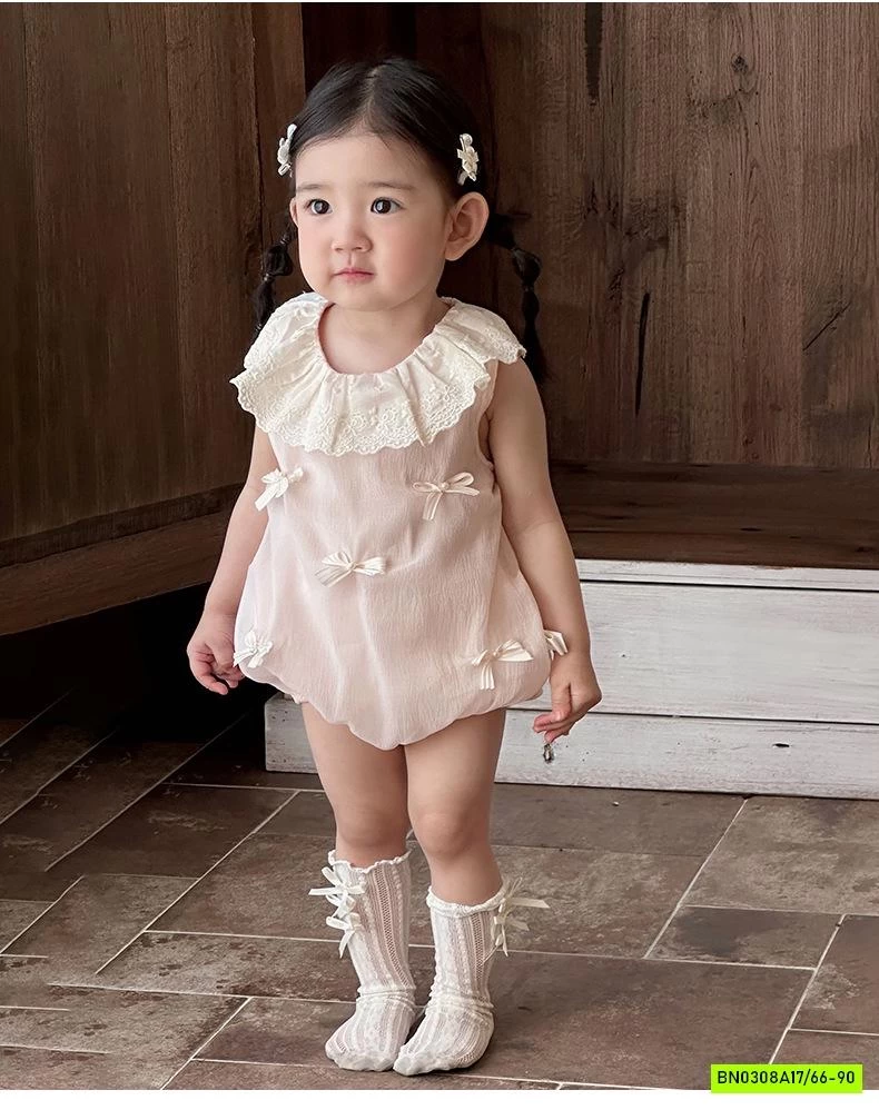 BODY HỒNG CỔ REN GẮN NƠ