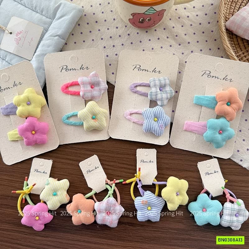 SÉT KẸP+CHUN BUỘC TÓC HOA