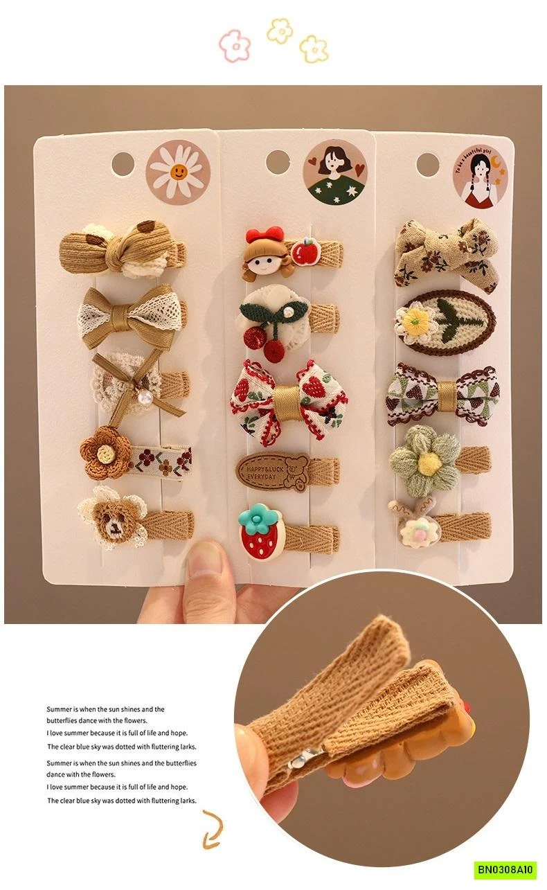 SÉT 15 KẸP TÓC GẤU TONE NÂU