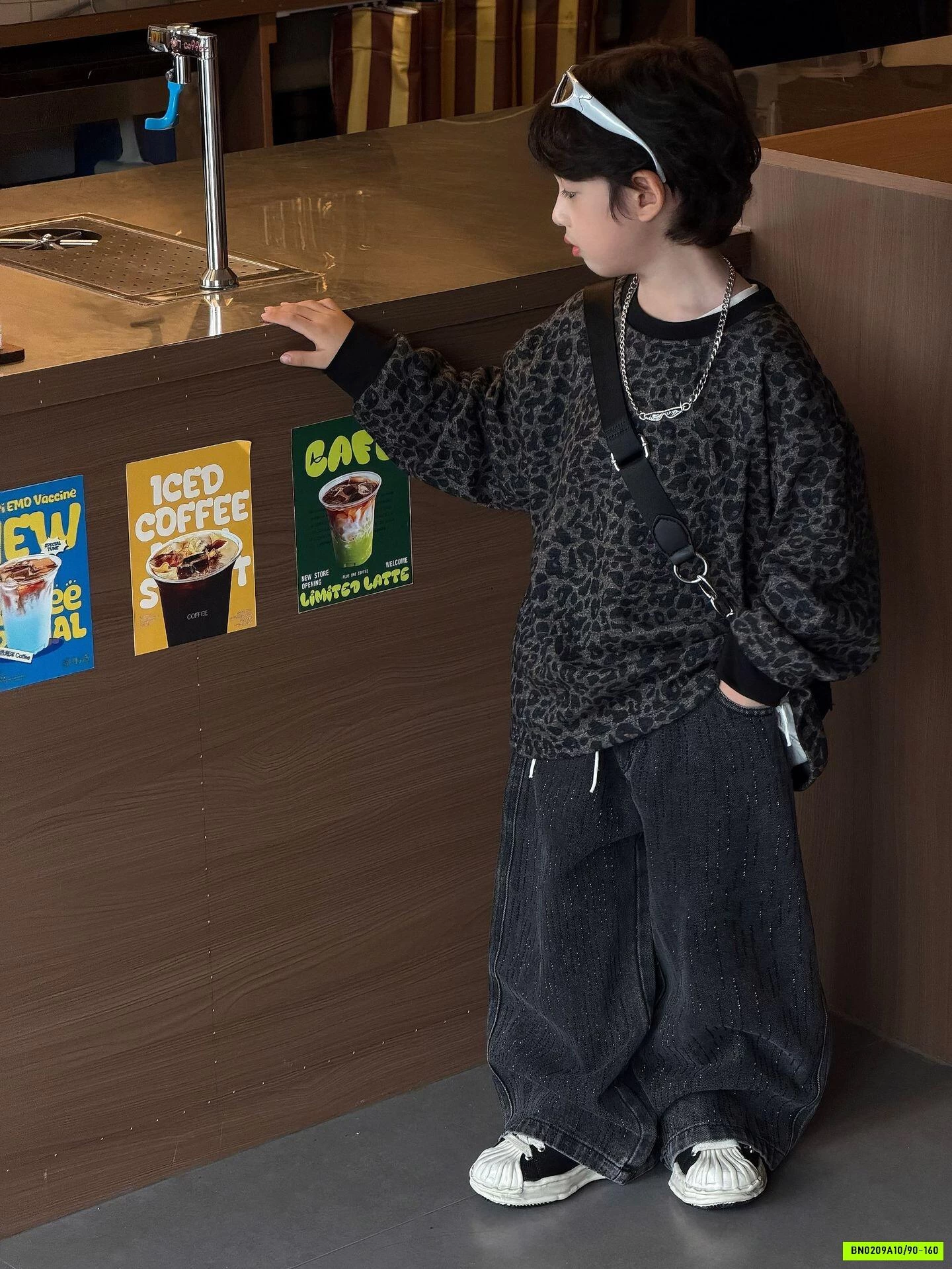 ÁO NỈ BEO MIX JEANS ĐÍNH ĐÁ FANSHU