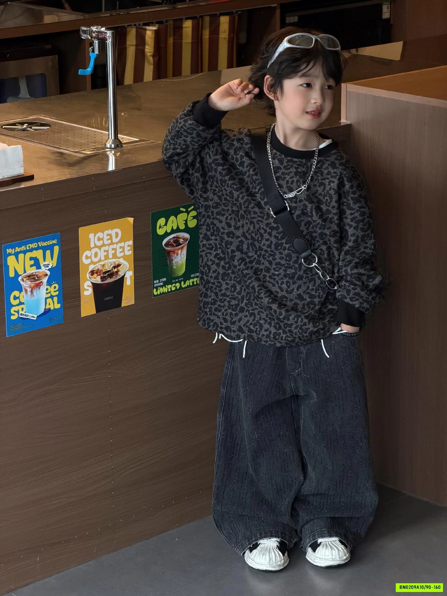 ÁO NỈ BEO MIX JEANS ĐÍNH ĐÁ FANSHU