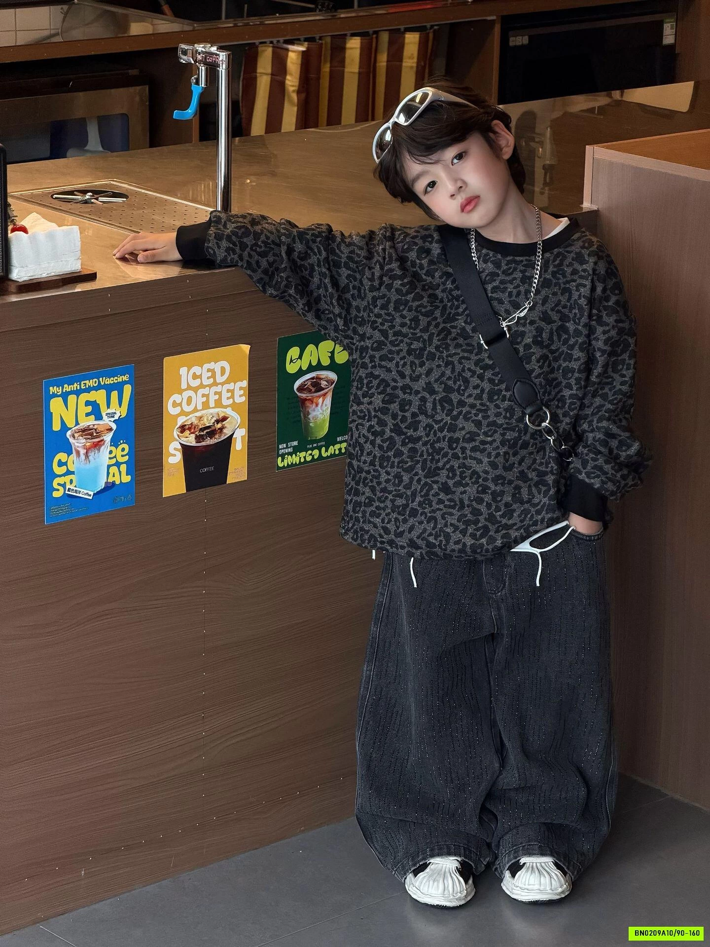 ÁO NỈ BEO MIX JEANS ĐÍNH ĐÁ FANSHU