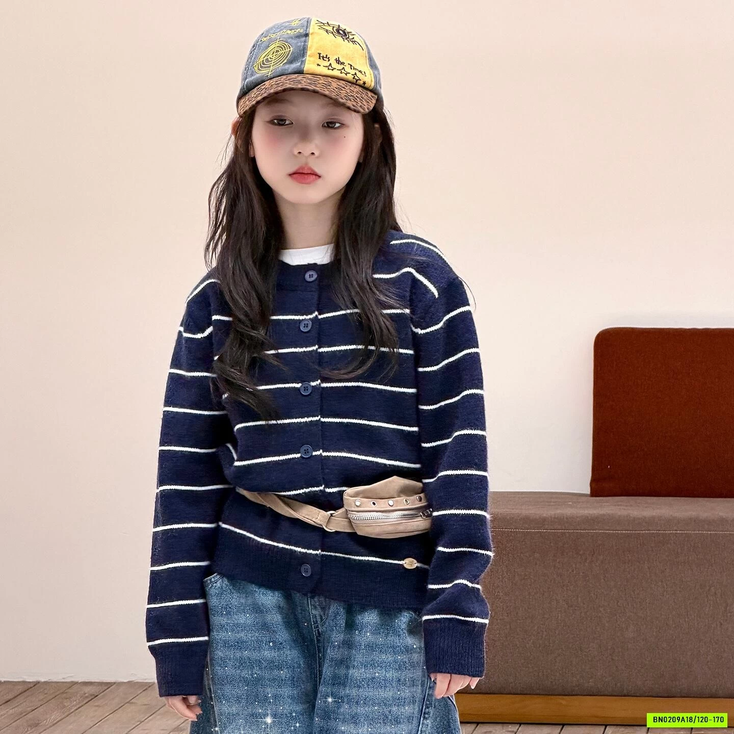 KHOÁC LEN KẺ MIX JEANS BAGGY SZ ĐẠI