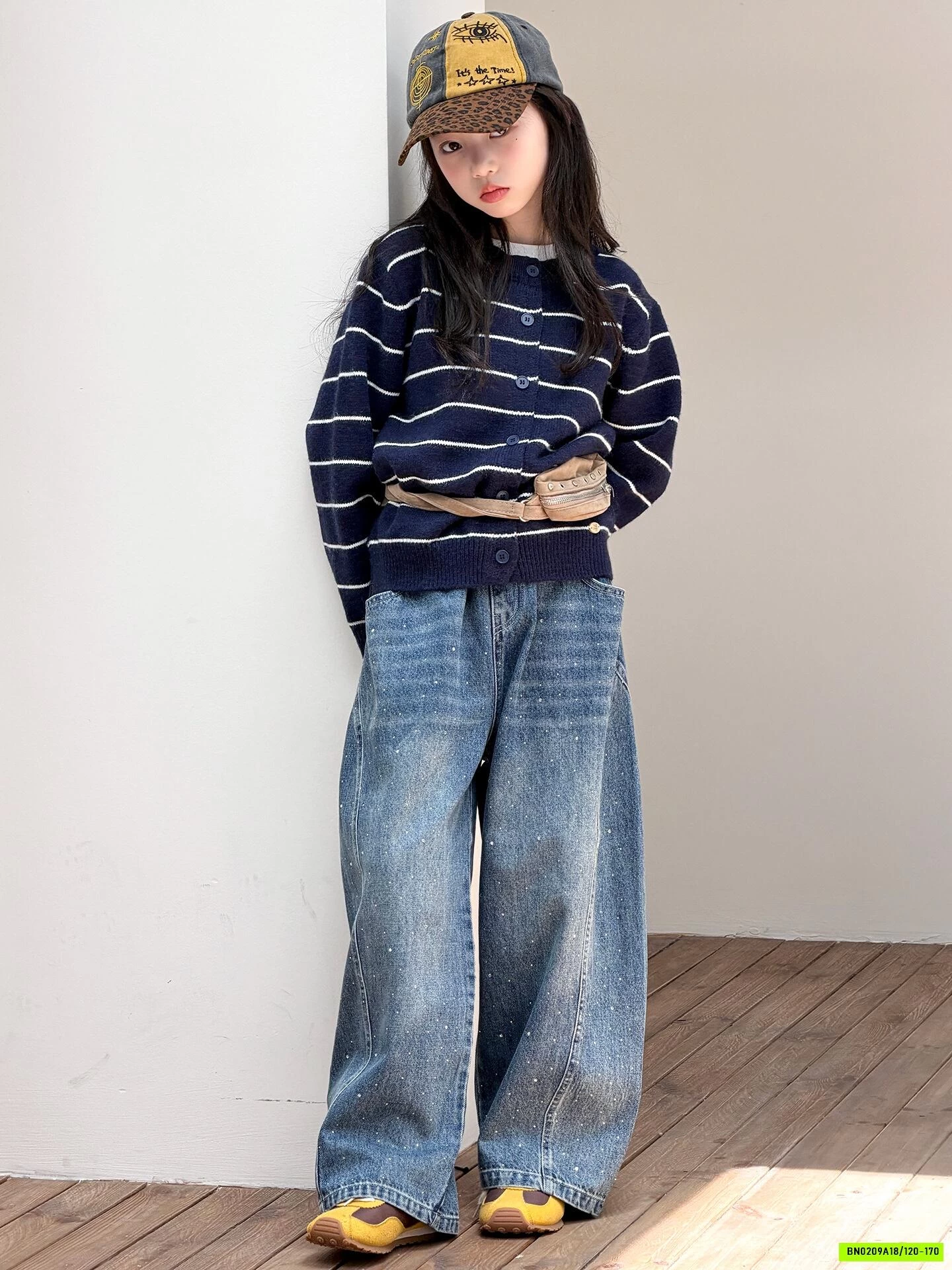 KHOÁC LEN KẺ MIX JEANS BAGGY SZ ĐẠI