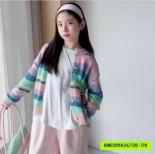 CARDIGAN KẺ HỒNG MIX NỈ SUÔNG