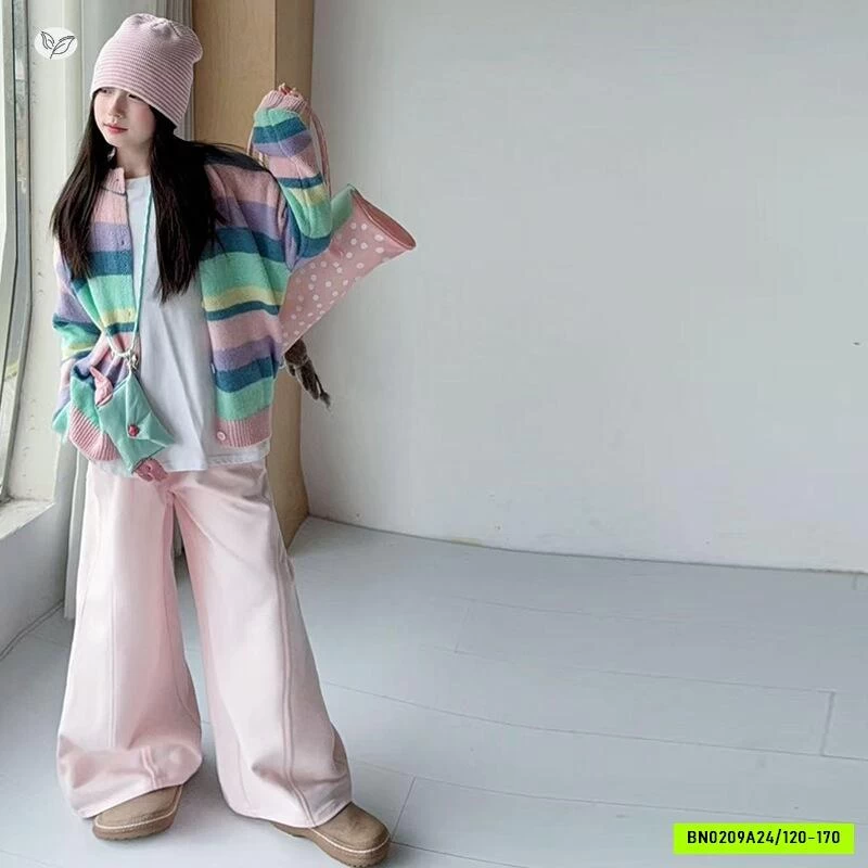CARDIGAN KẺ HỒNG MIX NỈ SUÔNG