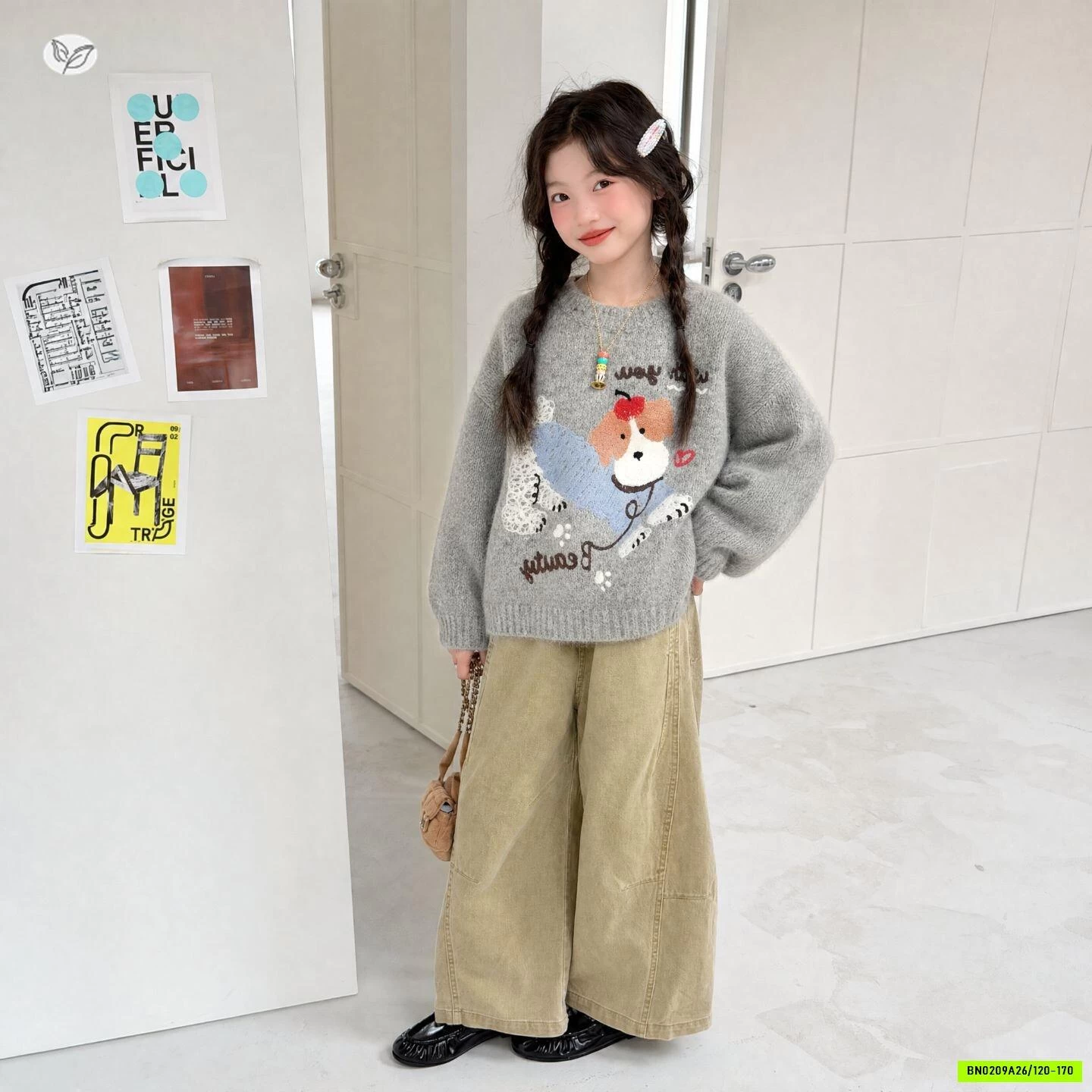ÁO LEN CÚN MIX QUẦN THÔ ỐNG SUÔNG