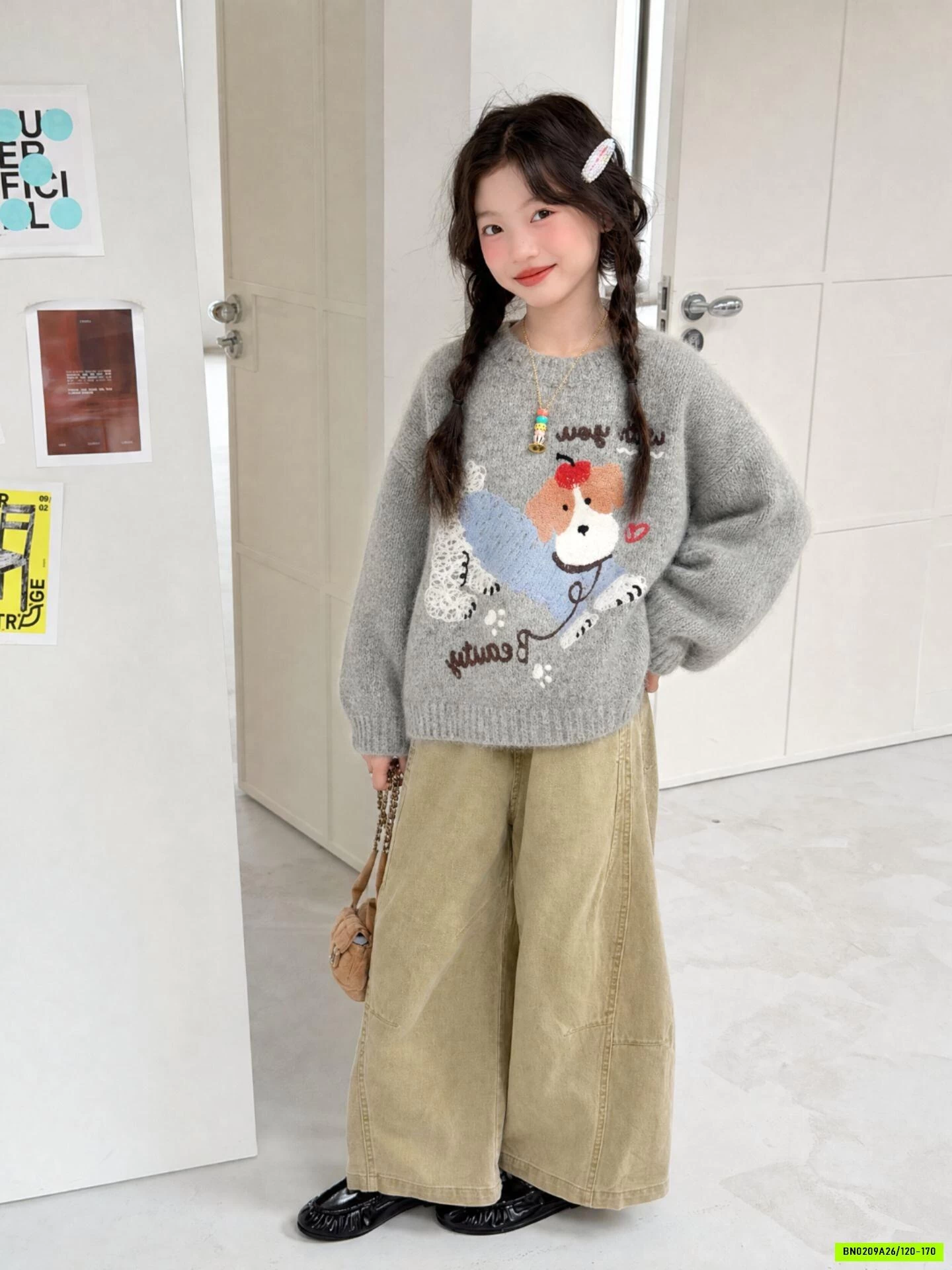 ÁO LEN CÚN MIX QUẦN THÔ ỐNG SUÔNG
