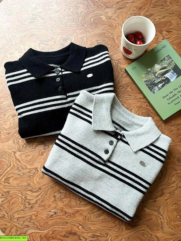 ÁO LEN POLO KẺ NGANG AMBB 25G098