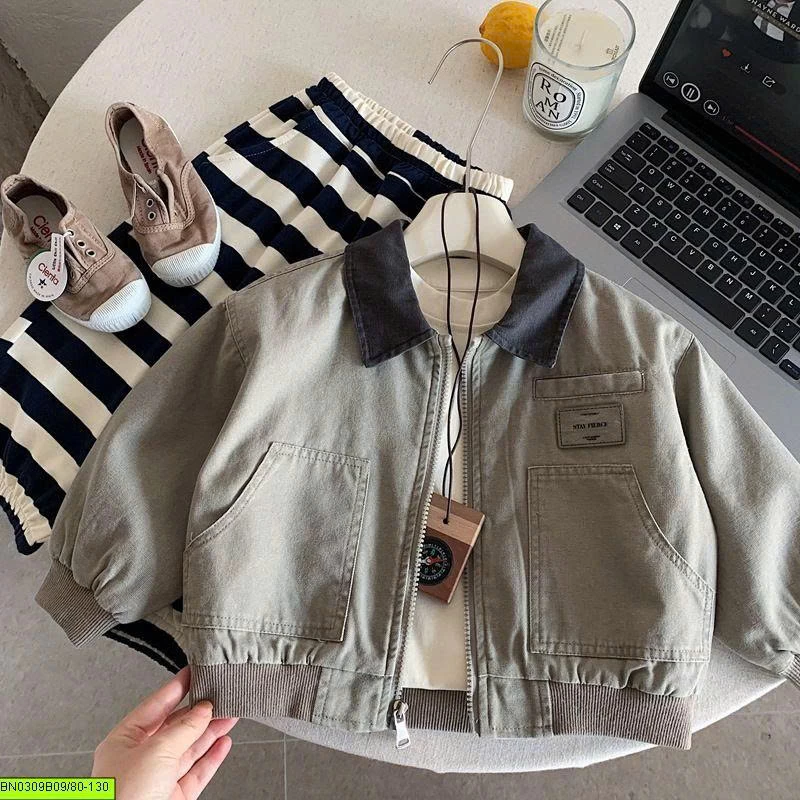 ÁO KHOÁC BOMBER PHỐI CỔ CHO BÉ