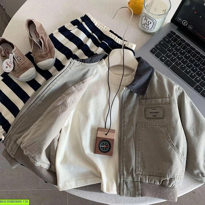 ÁO KHOÁC BOMBER PHỐI CỔ CHO BÉ