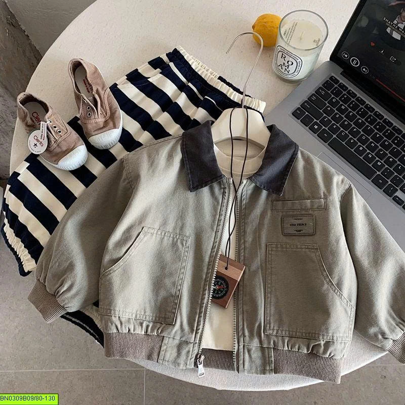 ÁO KHOÁC BOMBER PHỐI CỔ CHO BÉ