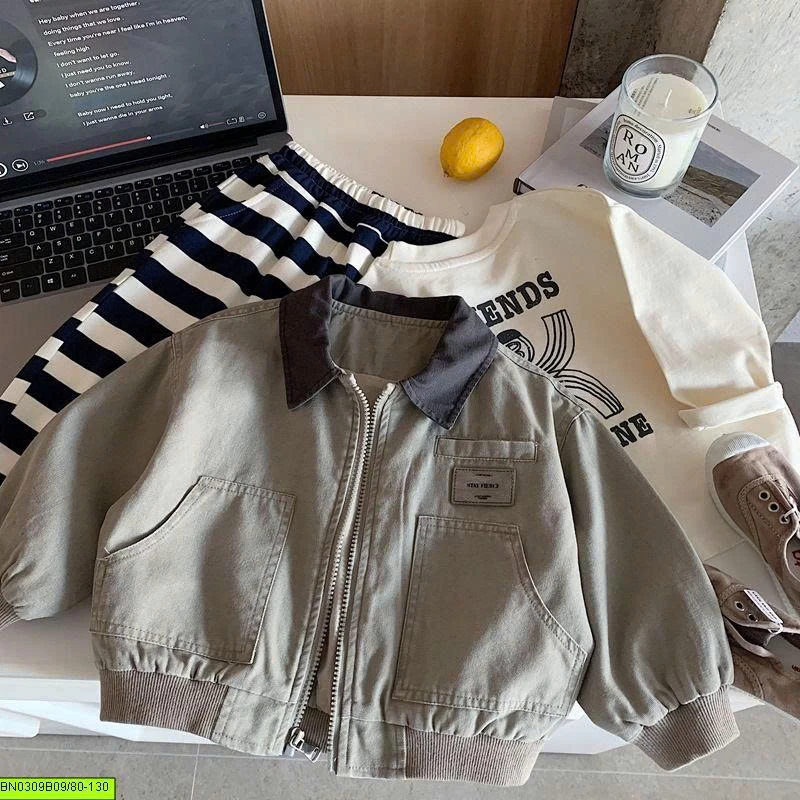 ÁO KHOÁC BOMBER PHỐI CỔ CHO BÉ