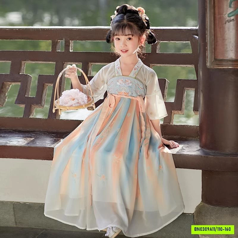 ĐẦM VOAN CỔ TRANG LOANG MÀU