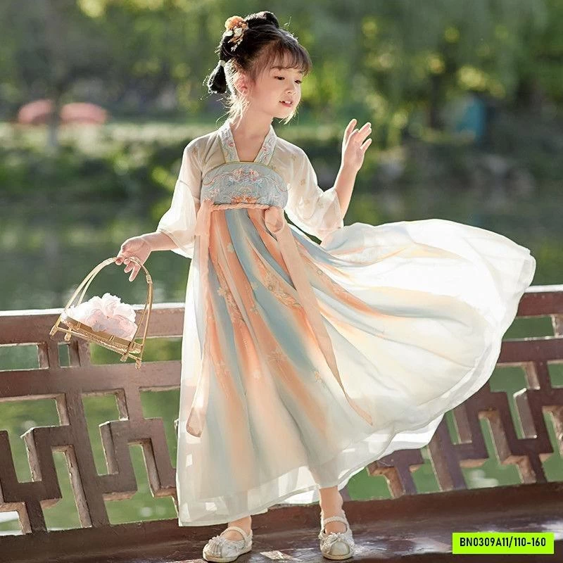 ĐẦM VOAN CỔ TRANG LOANG MÀU