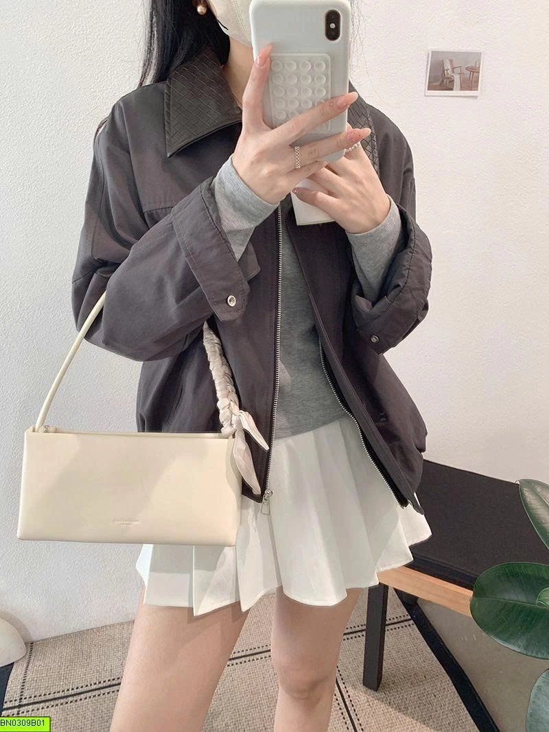 ÁO KHOÁC PHỐI CỔ DA