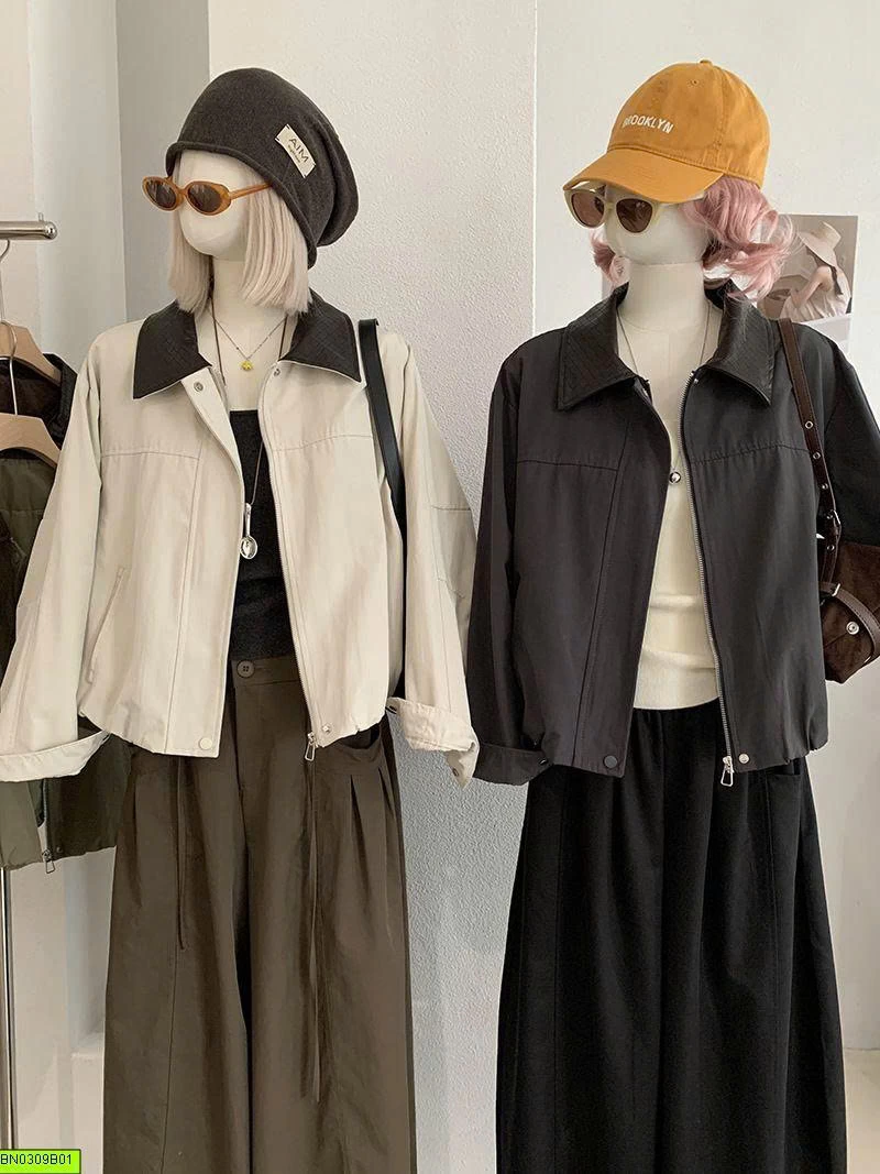 ÁO KHOÁC PHỐI CỔ DA