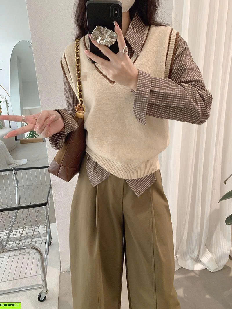 ÁO SƠ MI CARO NHỎ VINTAGE