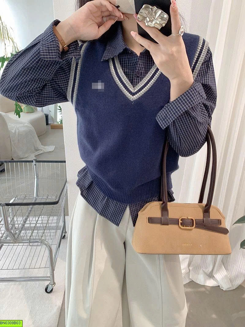 ÁO SƠ MI CARO NHỎ VINTAGE