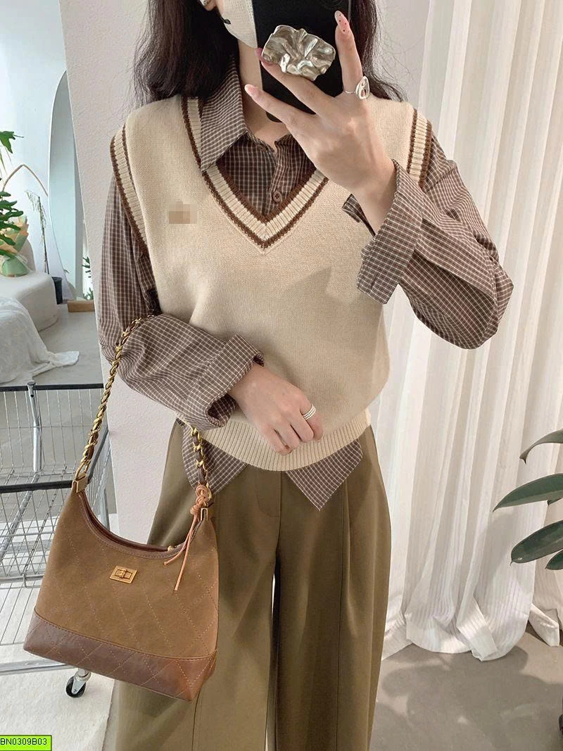 ÁO SƠ MI CARO NHỎ VINTAGE