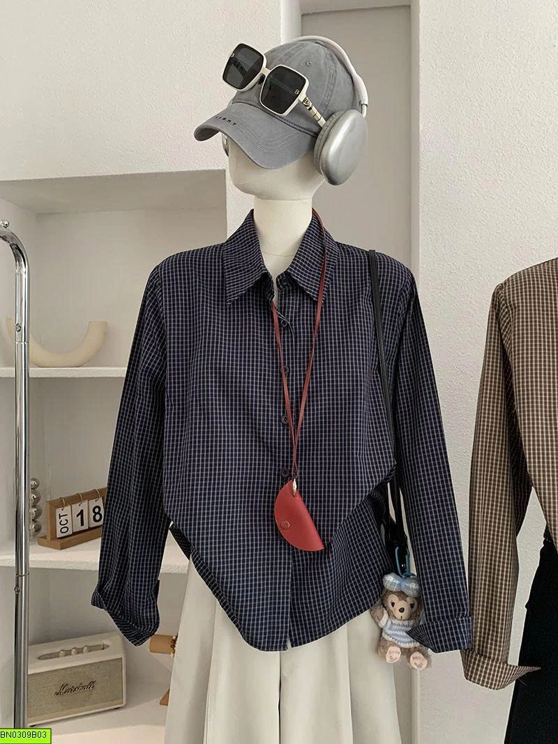 ÁO SƠ MI CARO NHỎ VINTAGE
