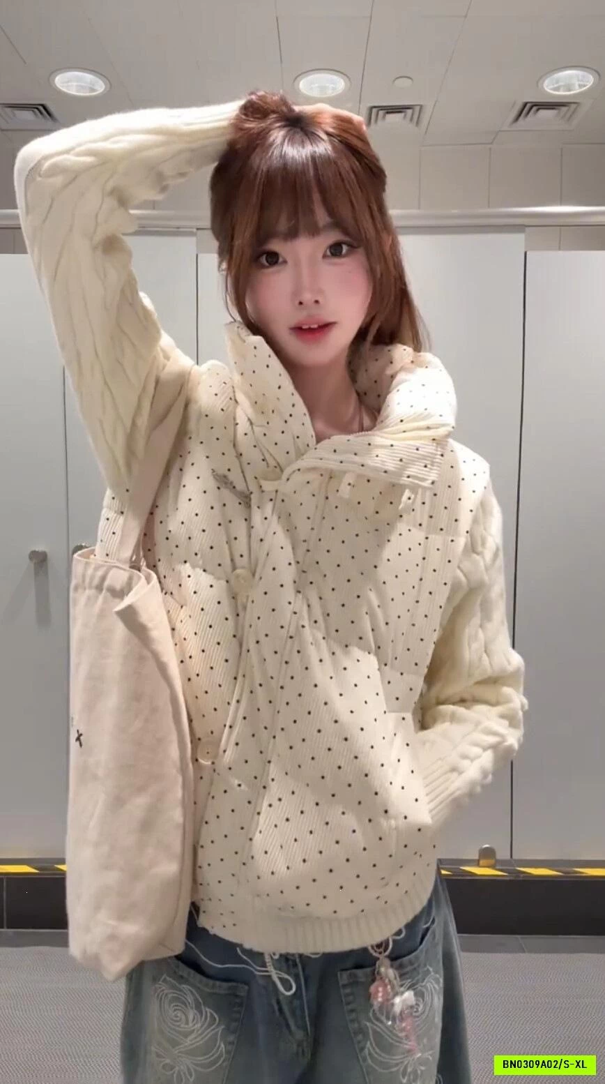 KHOÁC NHUNG TRẦN BÔNG PHỐI TAY LEN