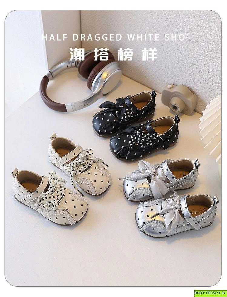 GIÀY CHẤM BI MIX REN