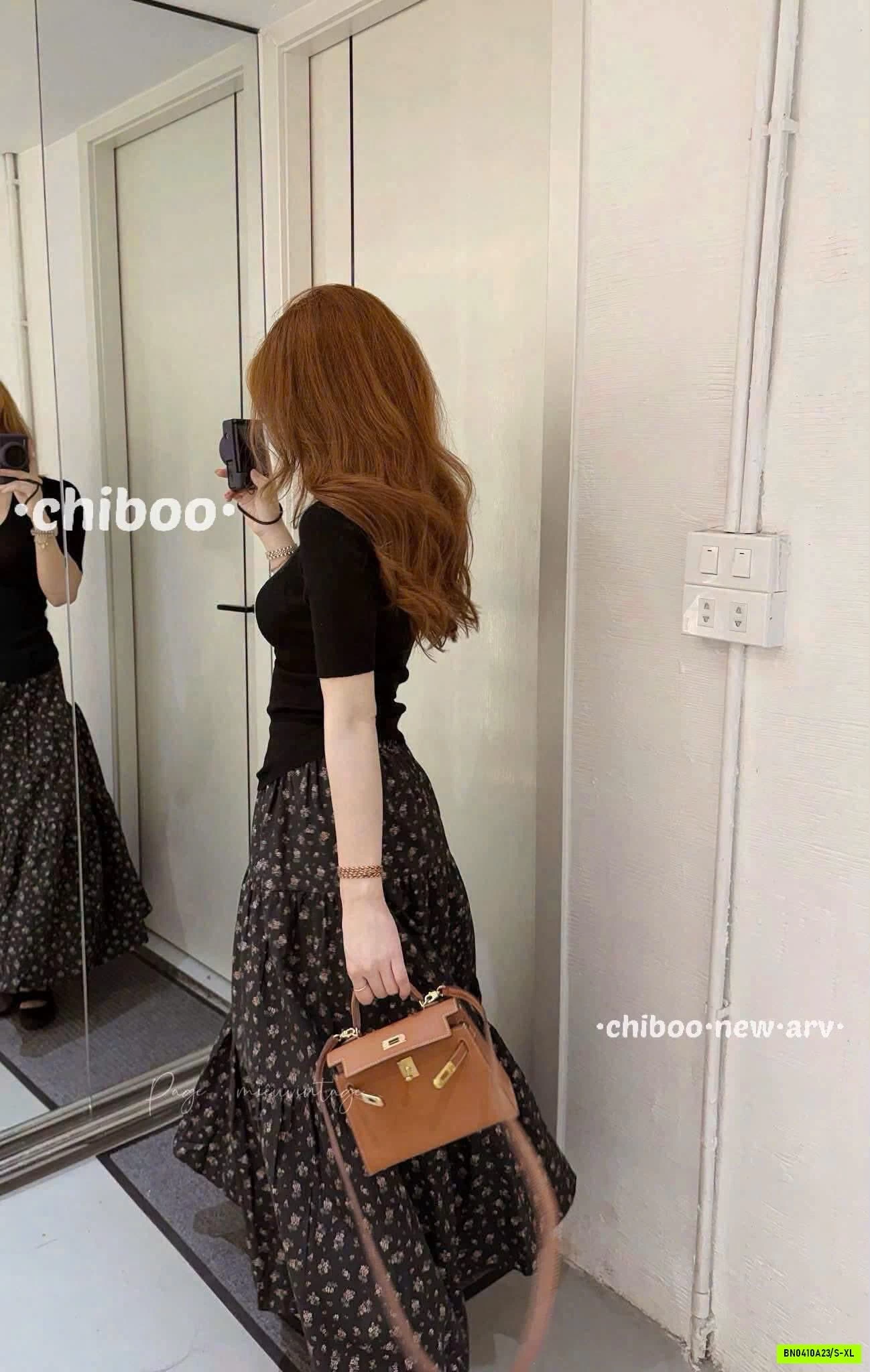 CHÂN VÁY MIDI HOA NHÍ VINTAGE