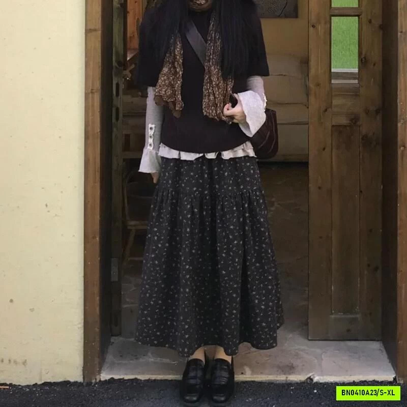 CHÂN VÁY MIDI HOA NHÍ VINTAGE