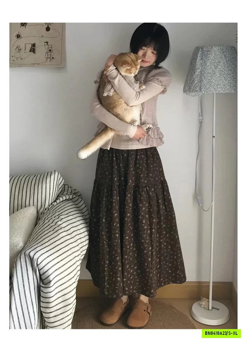 CHÂN VÁY MIDI HOA NHÍ VINTAGE