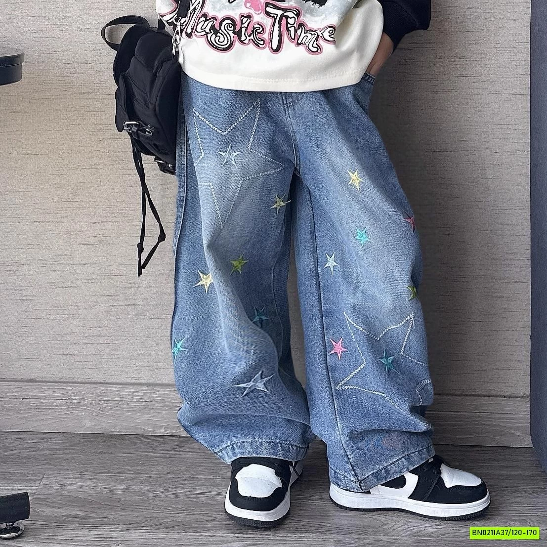 SÉT ÁO NỈ CÔ GÁI MIX JEANS NGÔI SAO