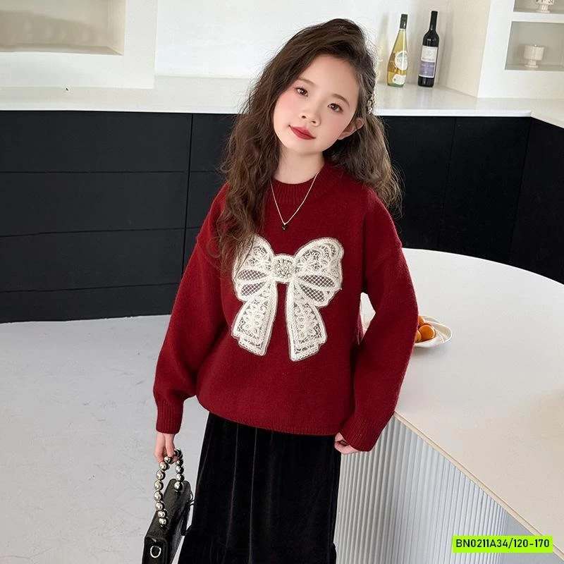 ÁO LEN ĐỎ NƠ TRẮNG SZ ĐẠI