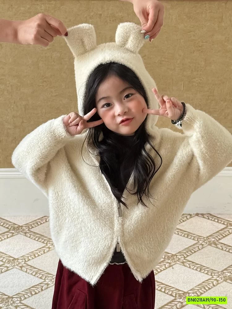 KHOÁC LÔNG TAI THỎ KHÓA 2 CHIỀU