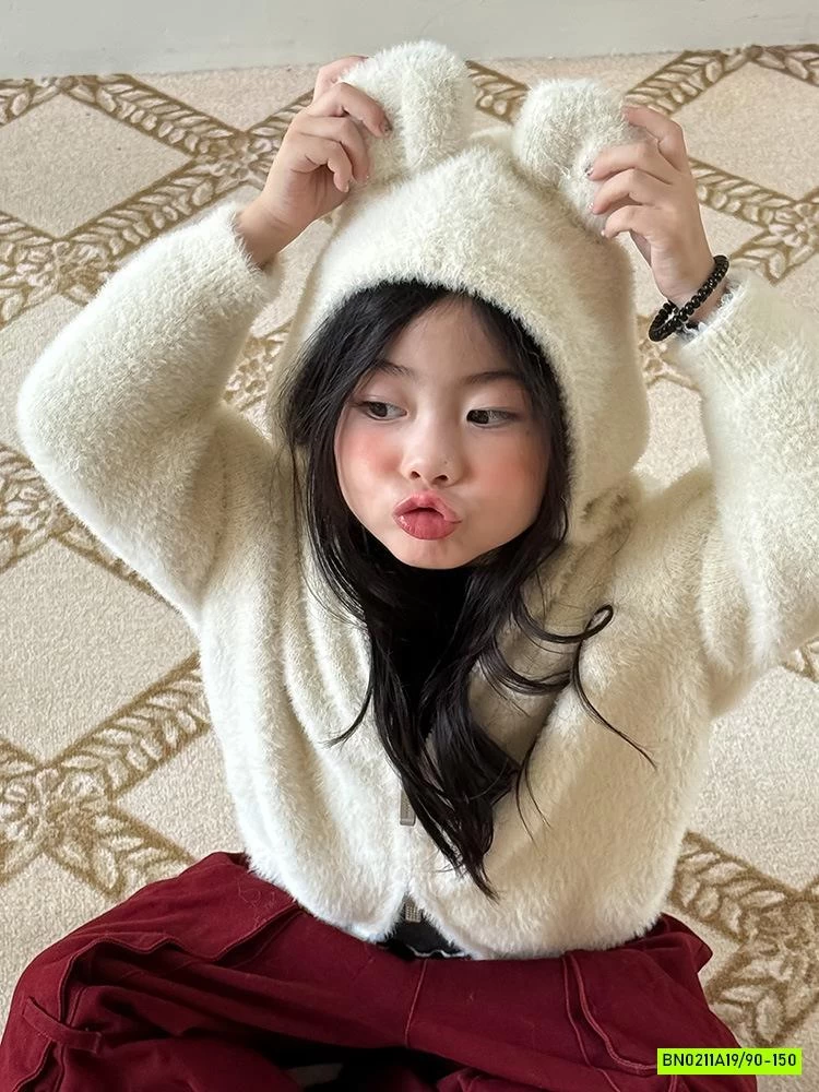 KHOÁC LÔNG TAI THỎ KHÓA 2 CHIỀU