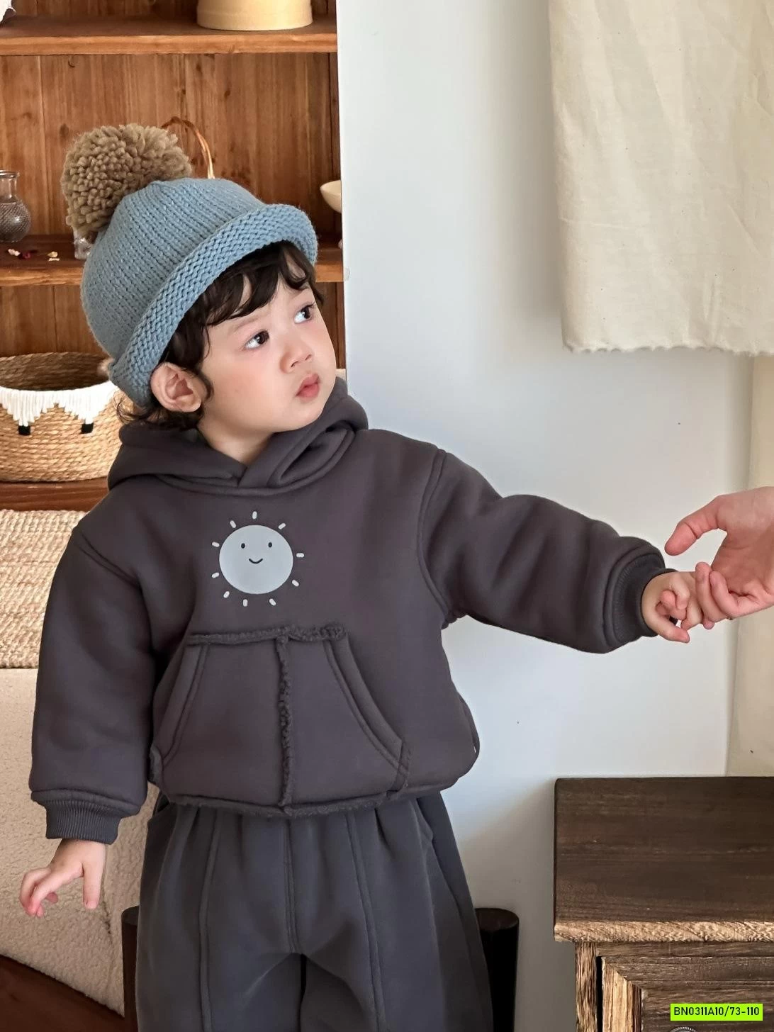 SÉT HOODIE GẤU XÁM LÓT LÔNG CỪU