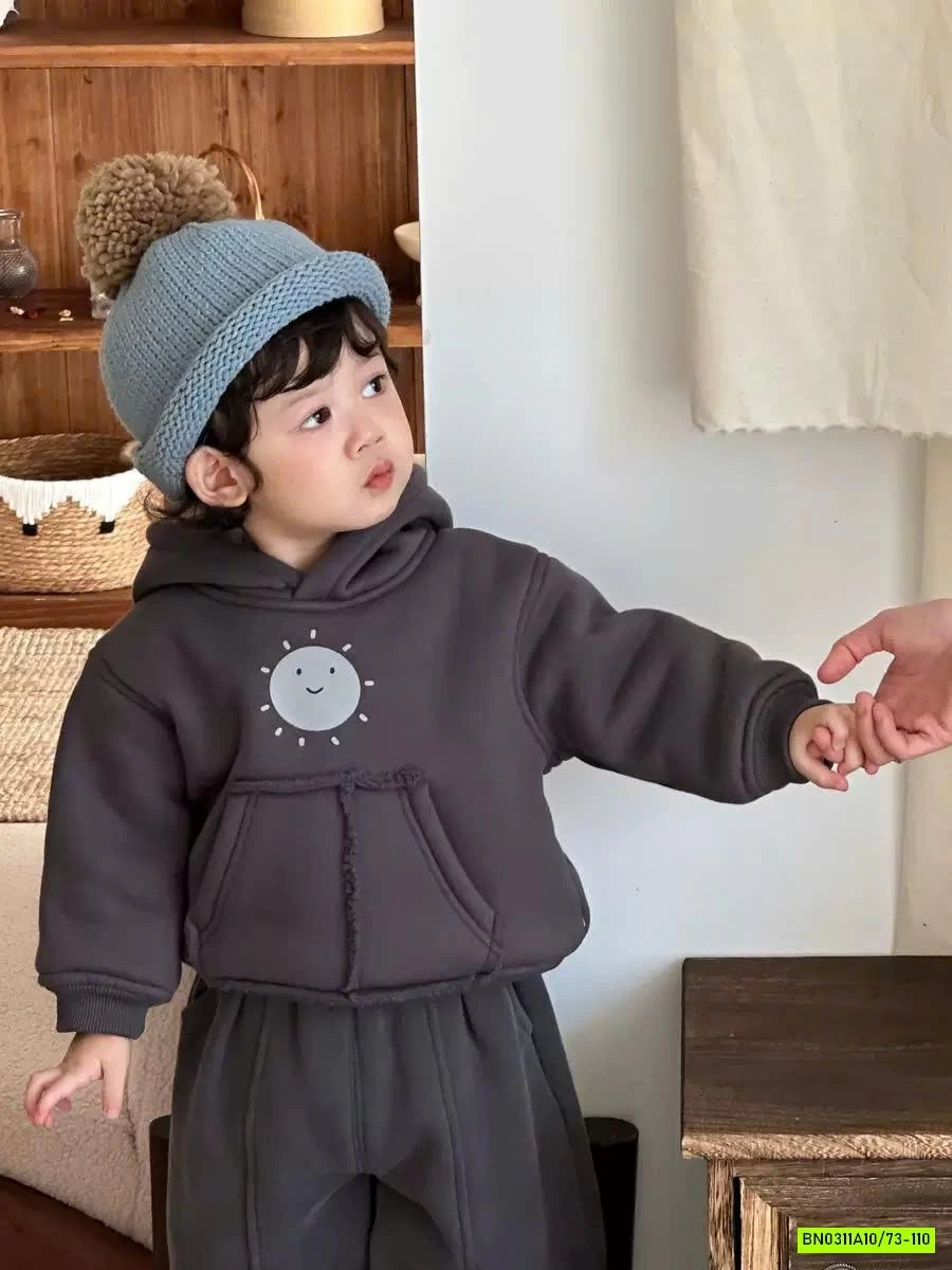 SÉT HOODIE GẤU XÁM LÓT LÔNG CỪU