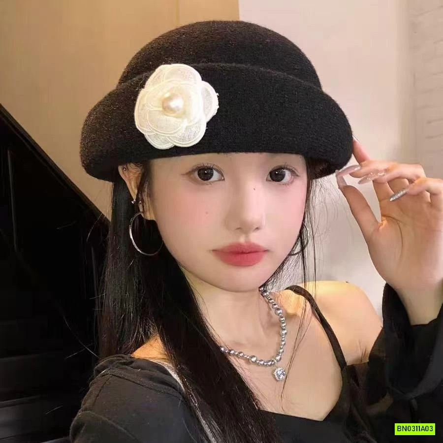 Mũ dạ hoa trà kiểu Pháp