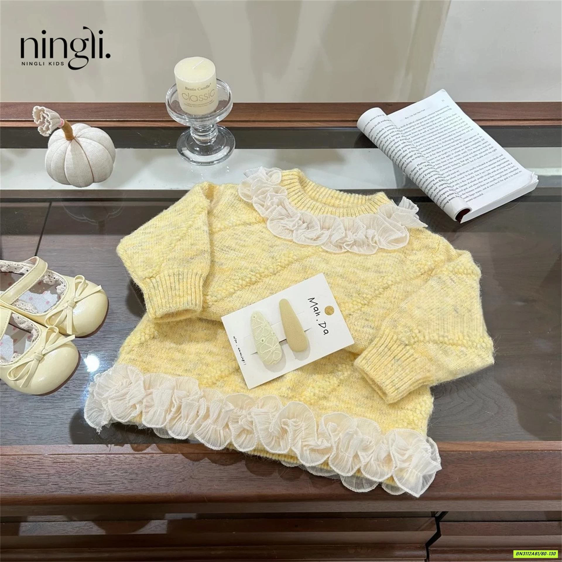 SÉT VÁY VÀNG VIỀN REN NINGLI