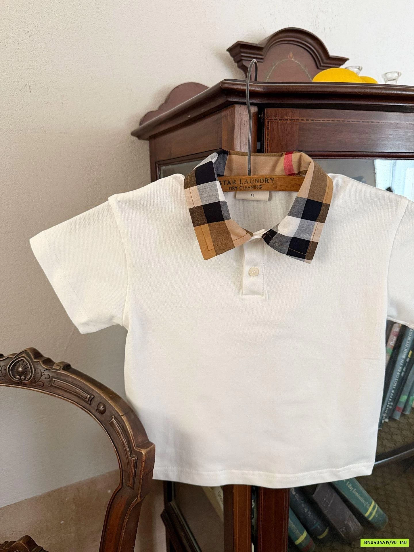 POLO TRẮNG CỔ KẺ CARO MMGGBABY