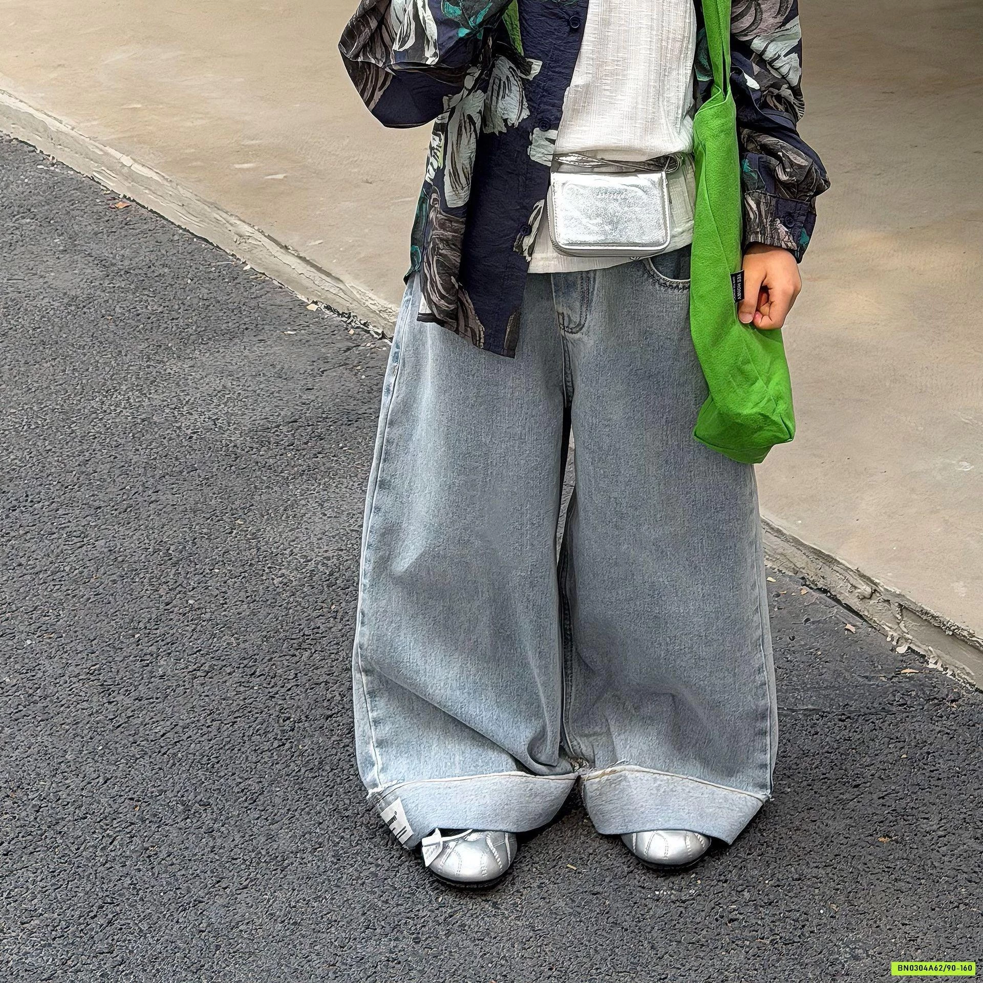 JEANS SUÔNG GẤP GẤU FANSHU