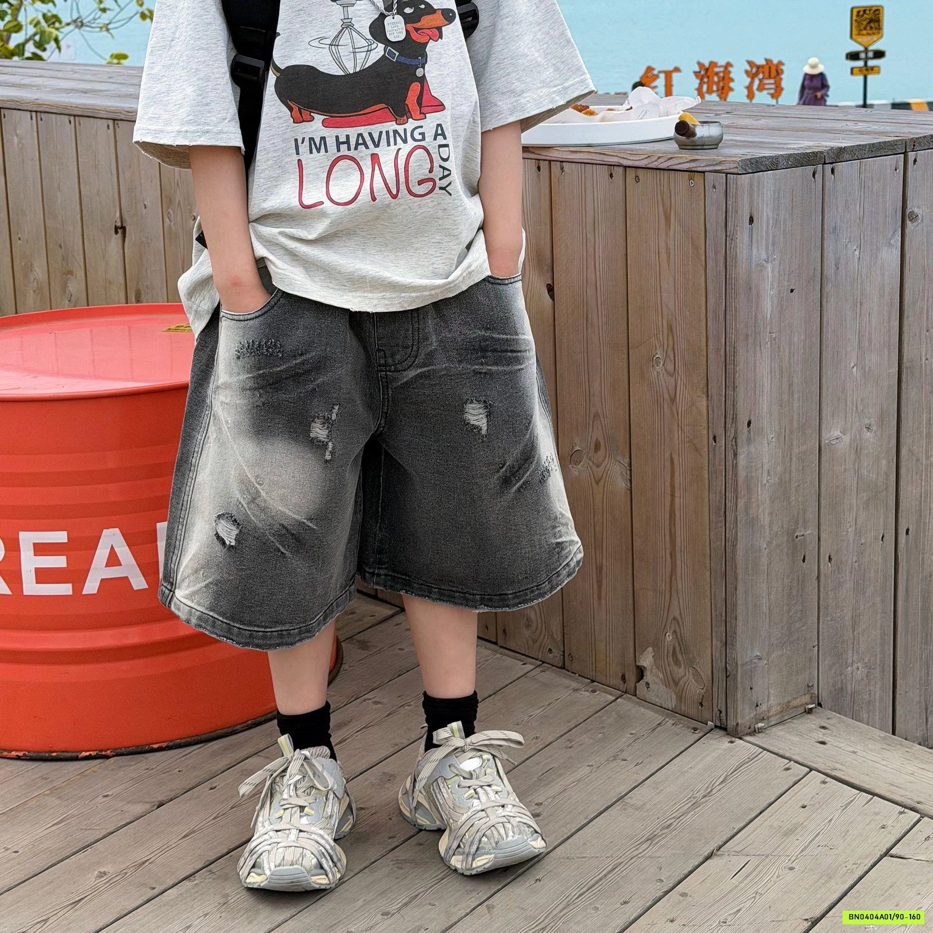 SHORT JEAN ĐEN BẠC MÀU FANSHU