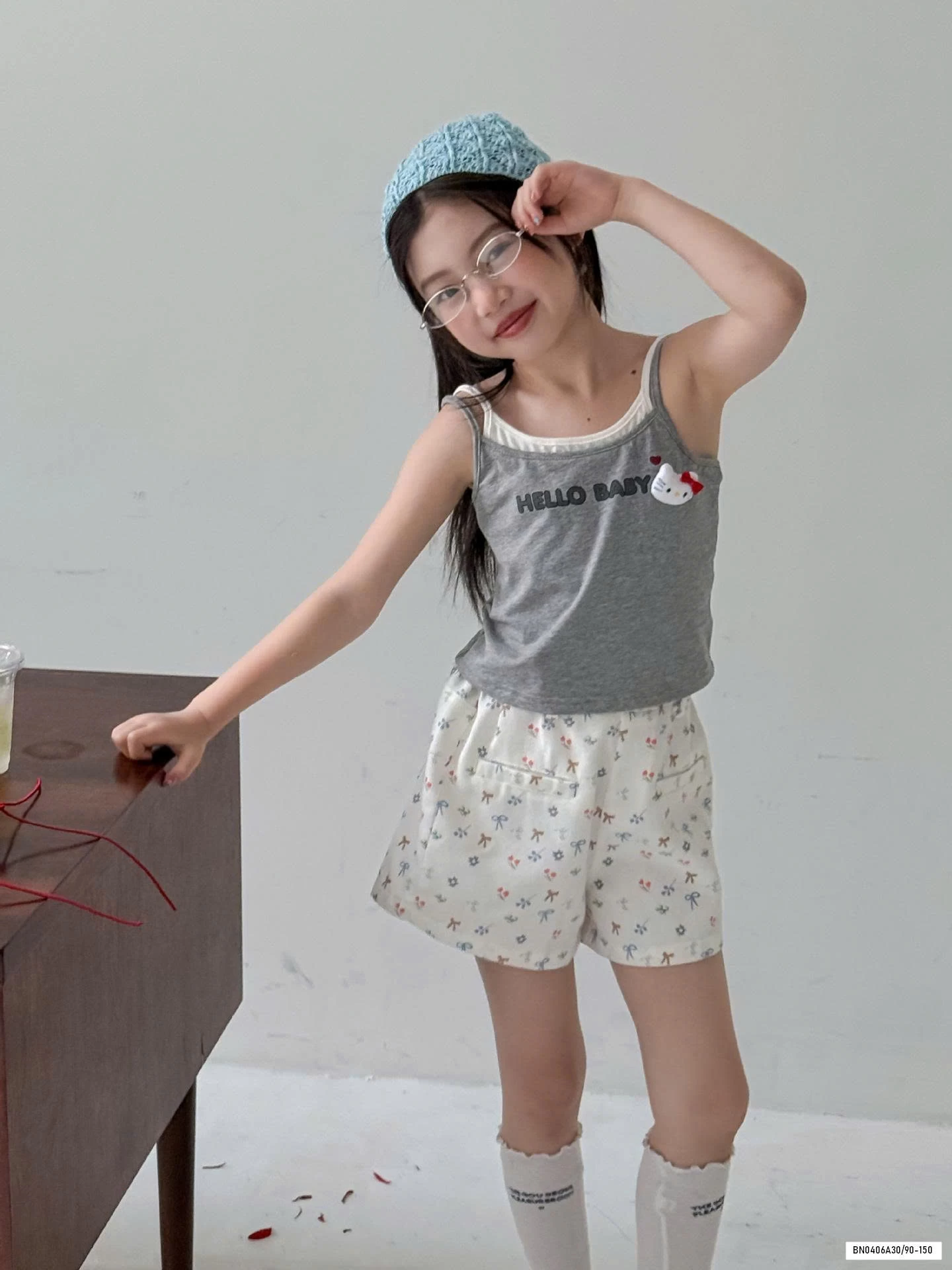 ÁO 2 DÂY MIX SHORT HOA NHÍ