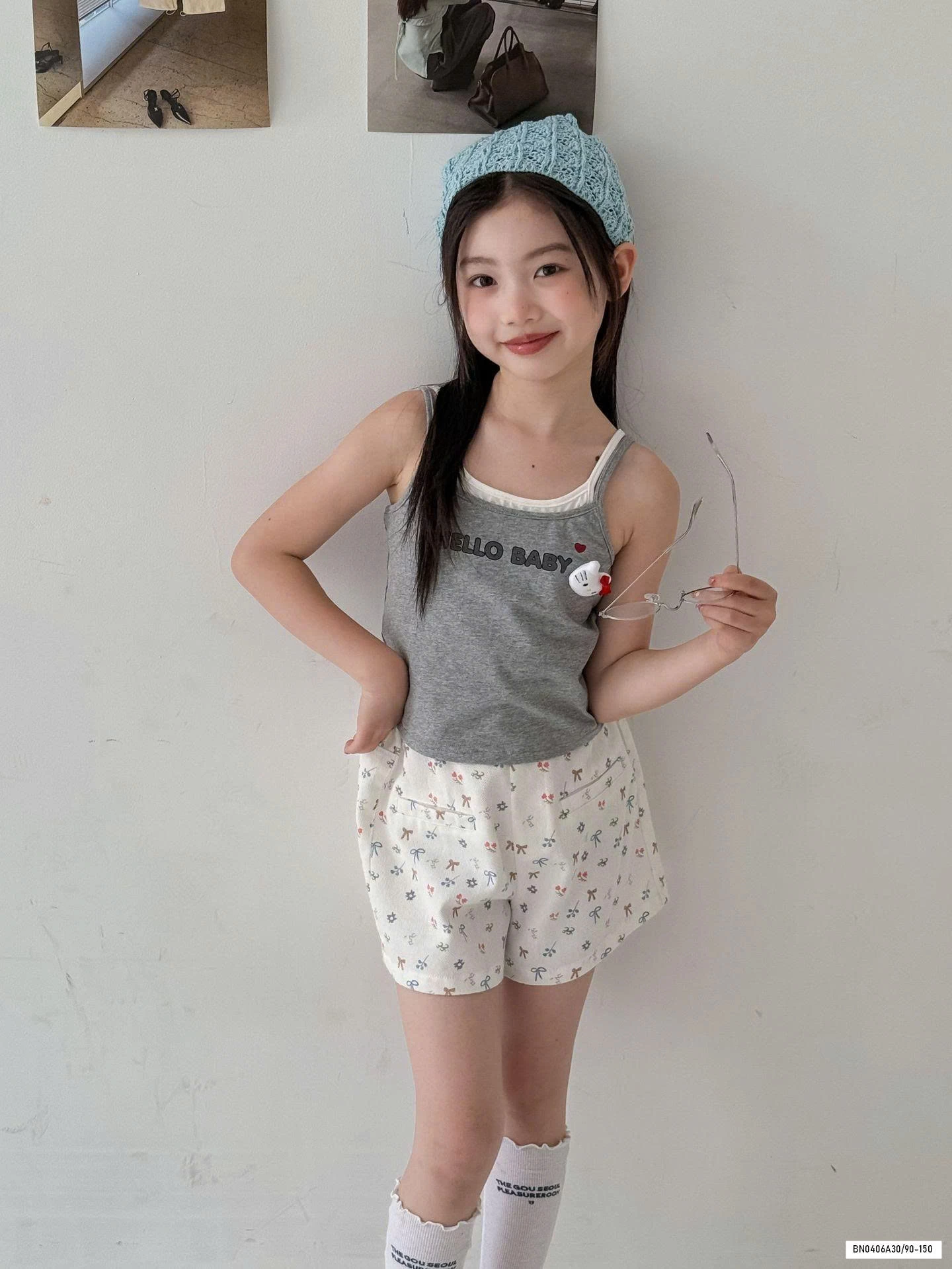 ÁO 2 DÂY MIX SHORT HOA NHÍ