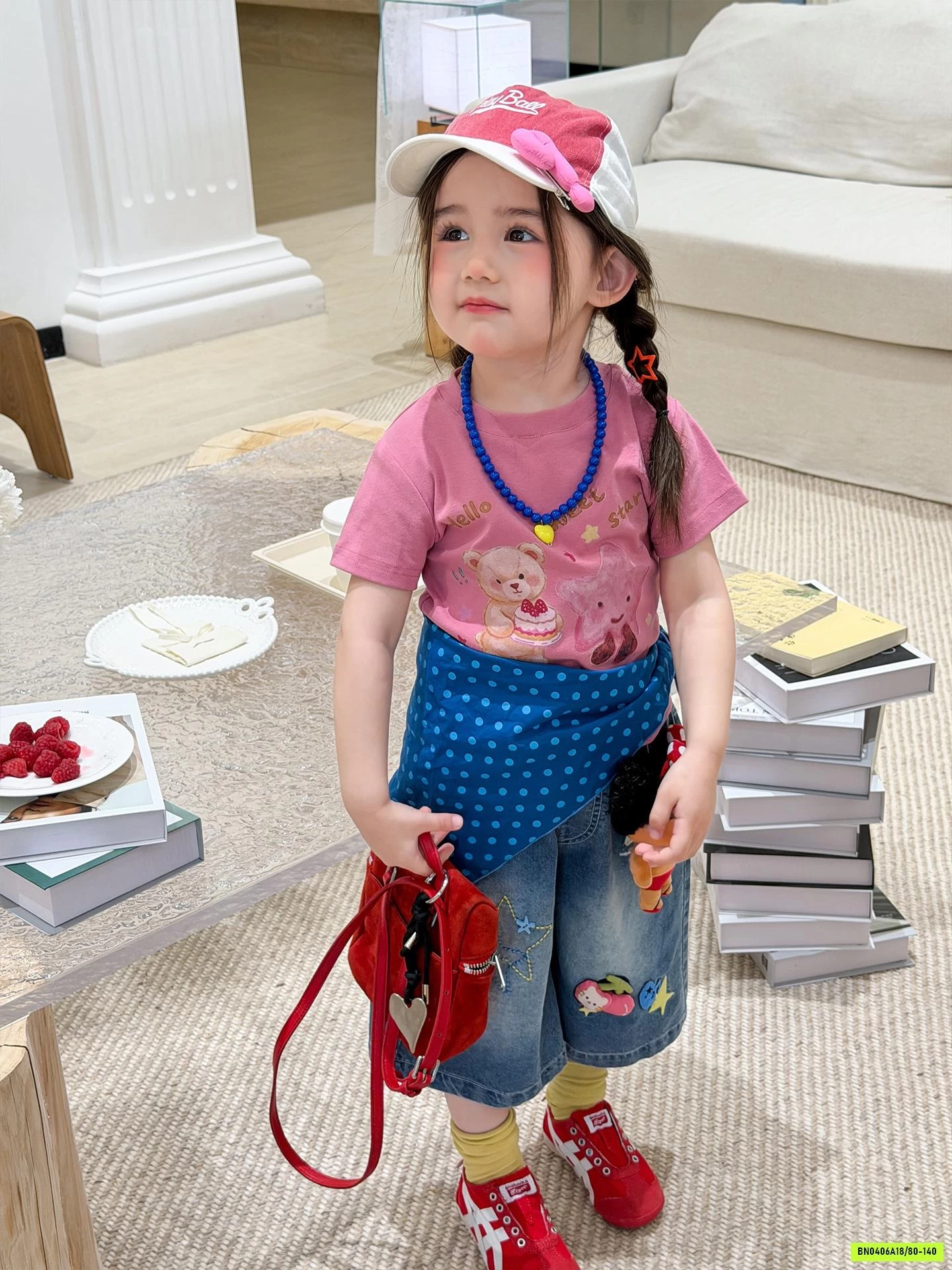 ÁO GẤU HỒNG MIX JEANS LỠ