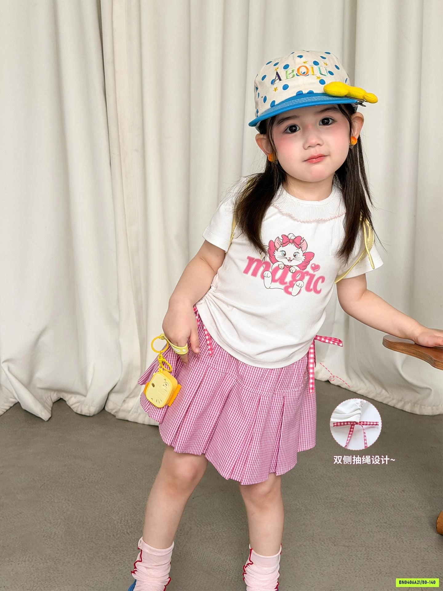 ÁO THUN MÈO MIX CV HỒNG XẾP LY