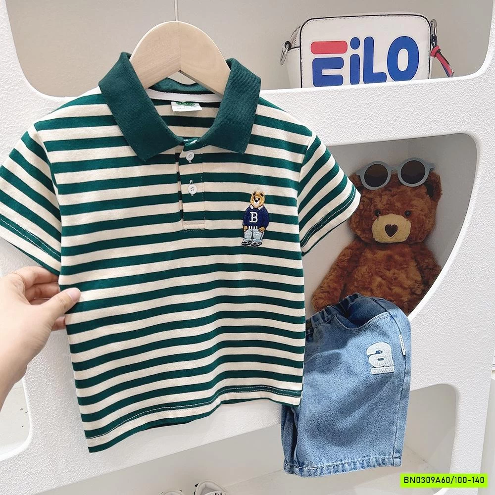 POLO KẺ LOGO GẤU KAKADY