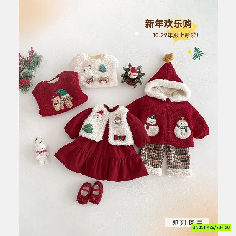 SÉT VÁY/BỘ ĐỎ GIÁNG SINH CHO BÉ