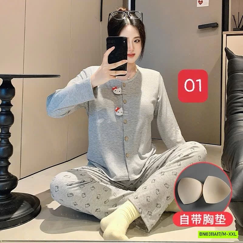 BỘ NGỦ COTTON KÈM BRA