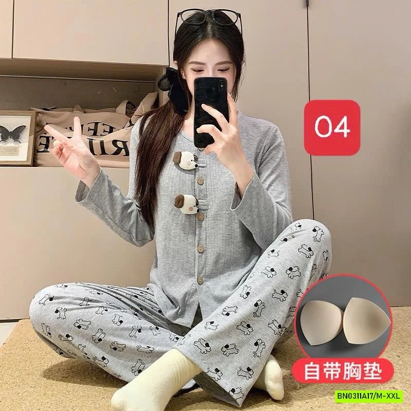 BỘ NGỦ COTTON KÈM BRA