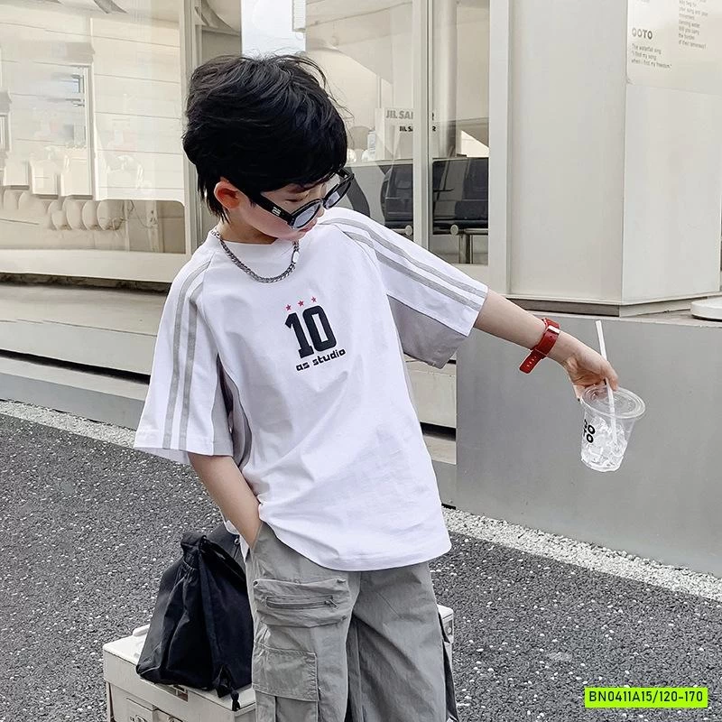 ÁO THUN SỐ 10 SỌC VAI HHBABY